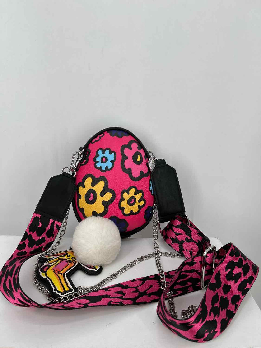 Betsey Johnson Hot Pink Print Faux Leather Limited Edition Crossbody