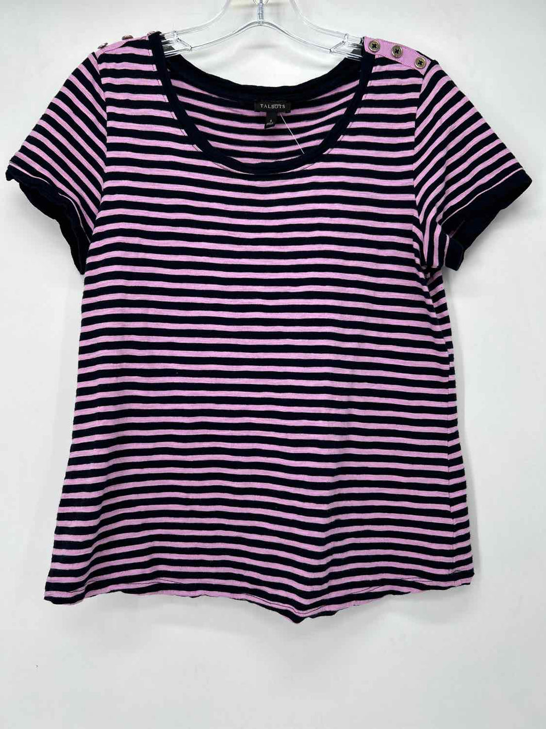 Talbots Size S Navy & Purple Short Sleeve