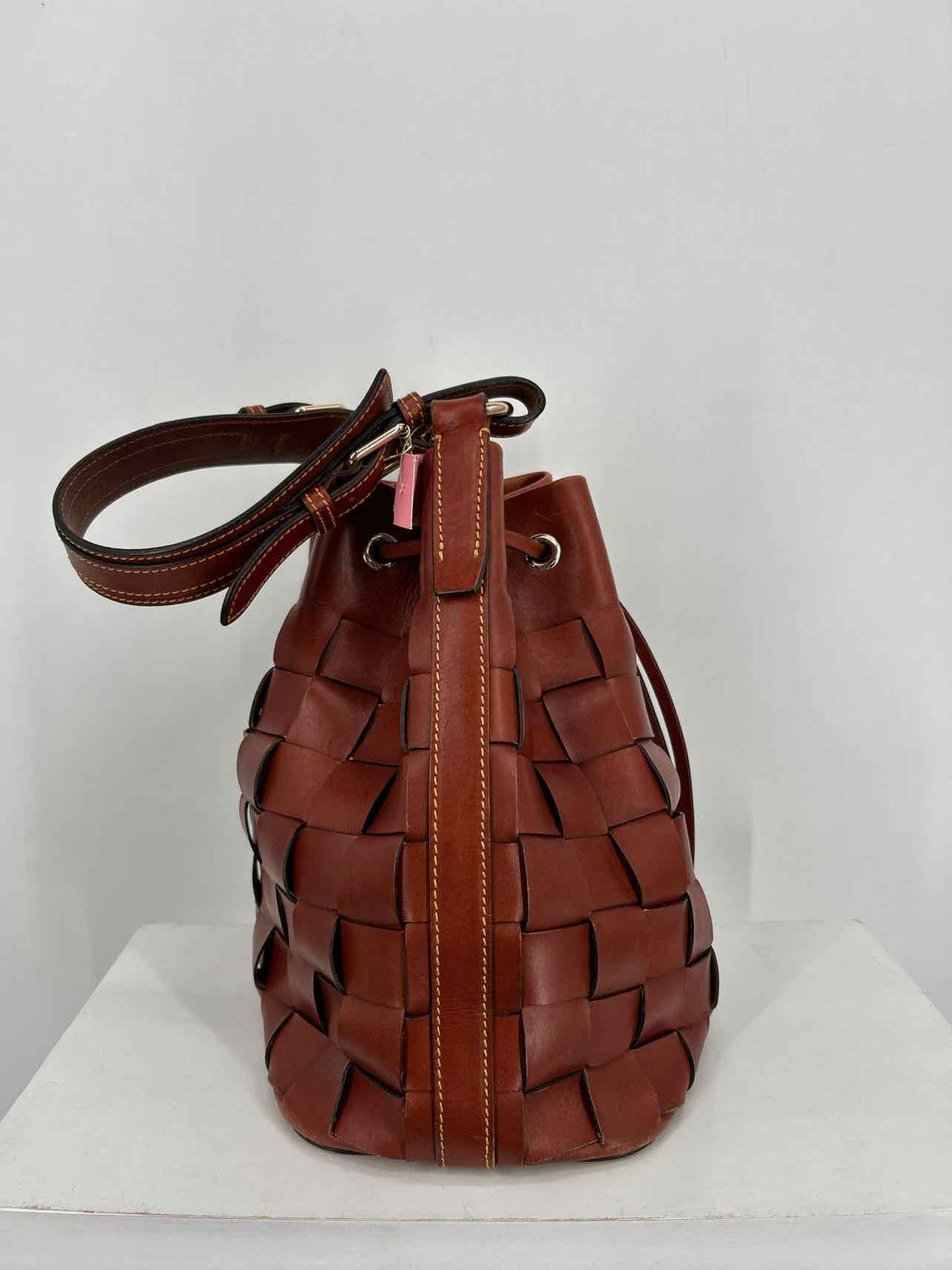 Dooney & Bourke Cognac Belmar Woven Drawstring 30