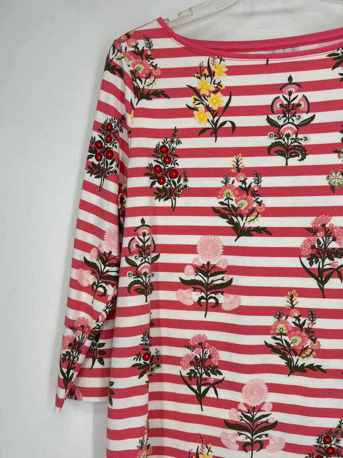 Talbots Size M Pink & White Striped NWT Long Sleeve