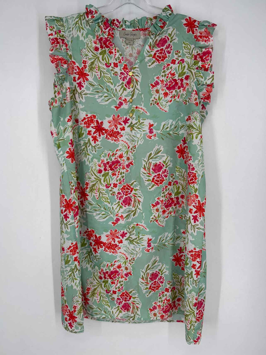 Charlie Paige Size L Mint Floral Short Sleeve Dress