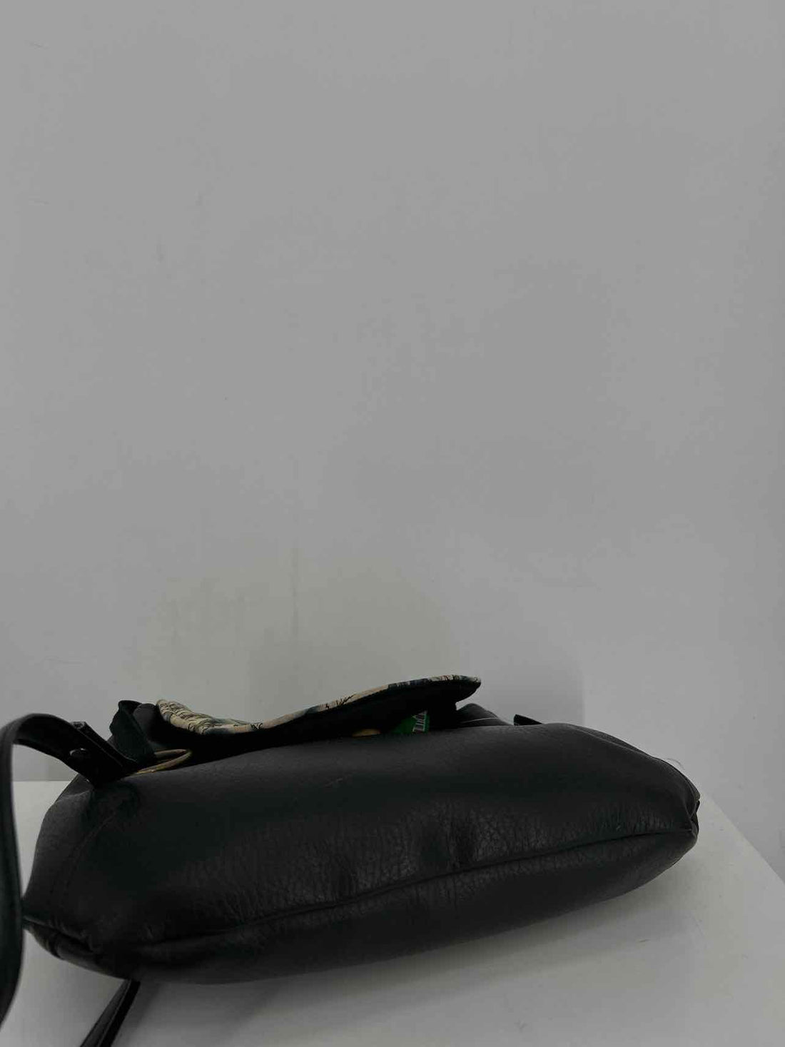 Canary Created Black Blue & Cream Floral Faux Leather Pre Owned Crossbody