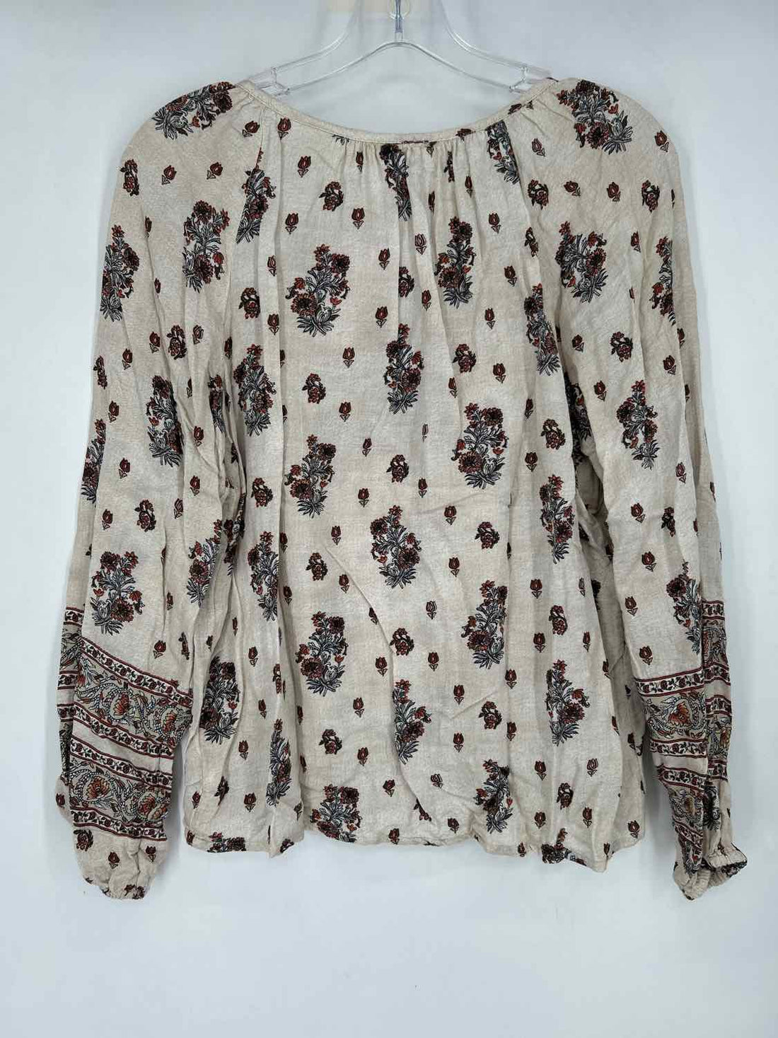 Lucky Brand Size S Cream & Rust Floral Long Sleeve