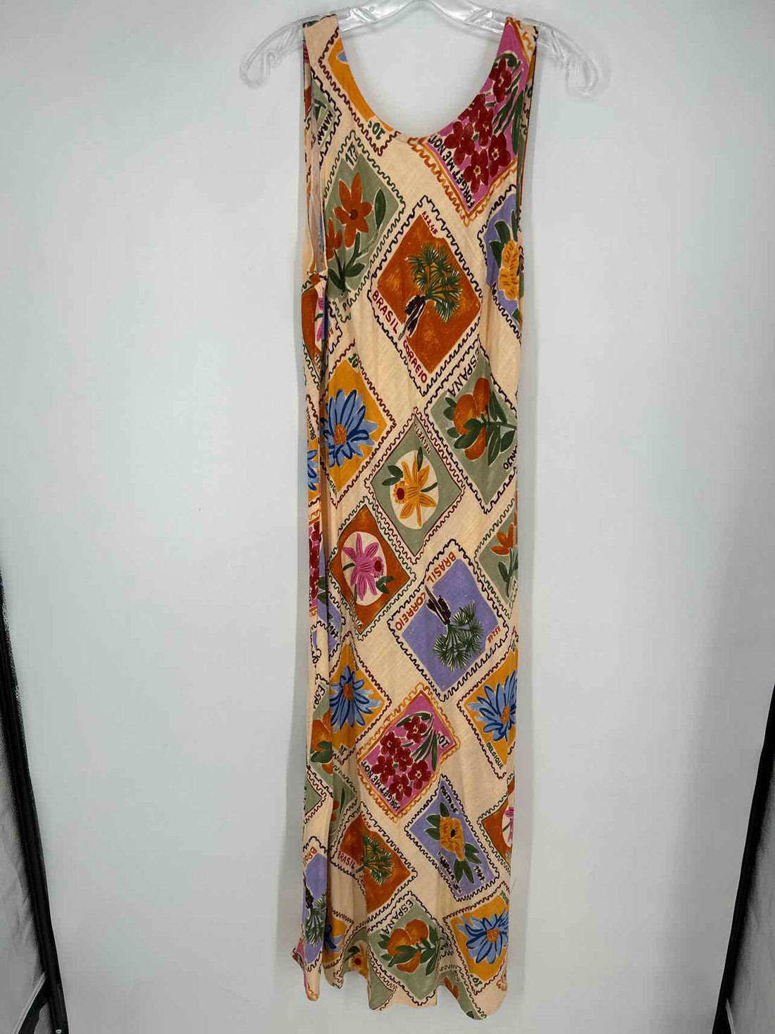 Paper Heart Size M Cream Print Rayon/Linen Sleeveless Maxi