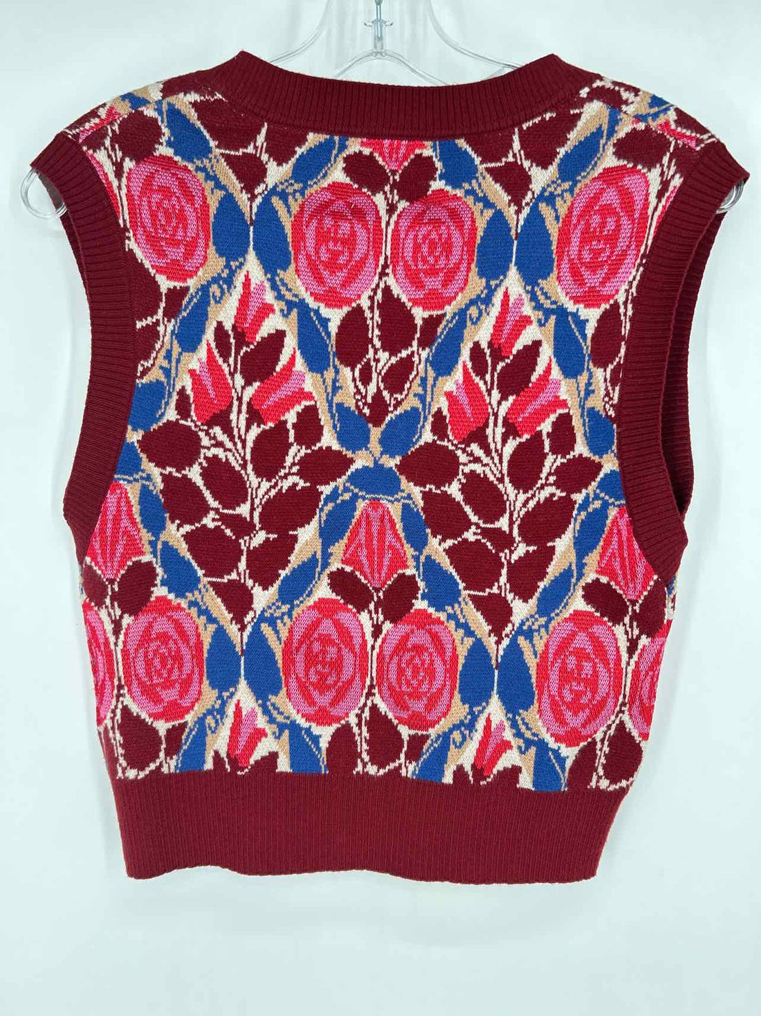 Maeve Size XS Maroon Print Sweater Vest