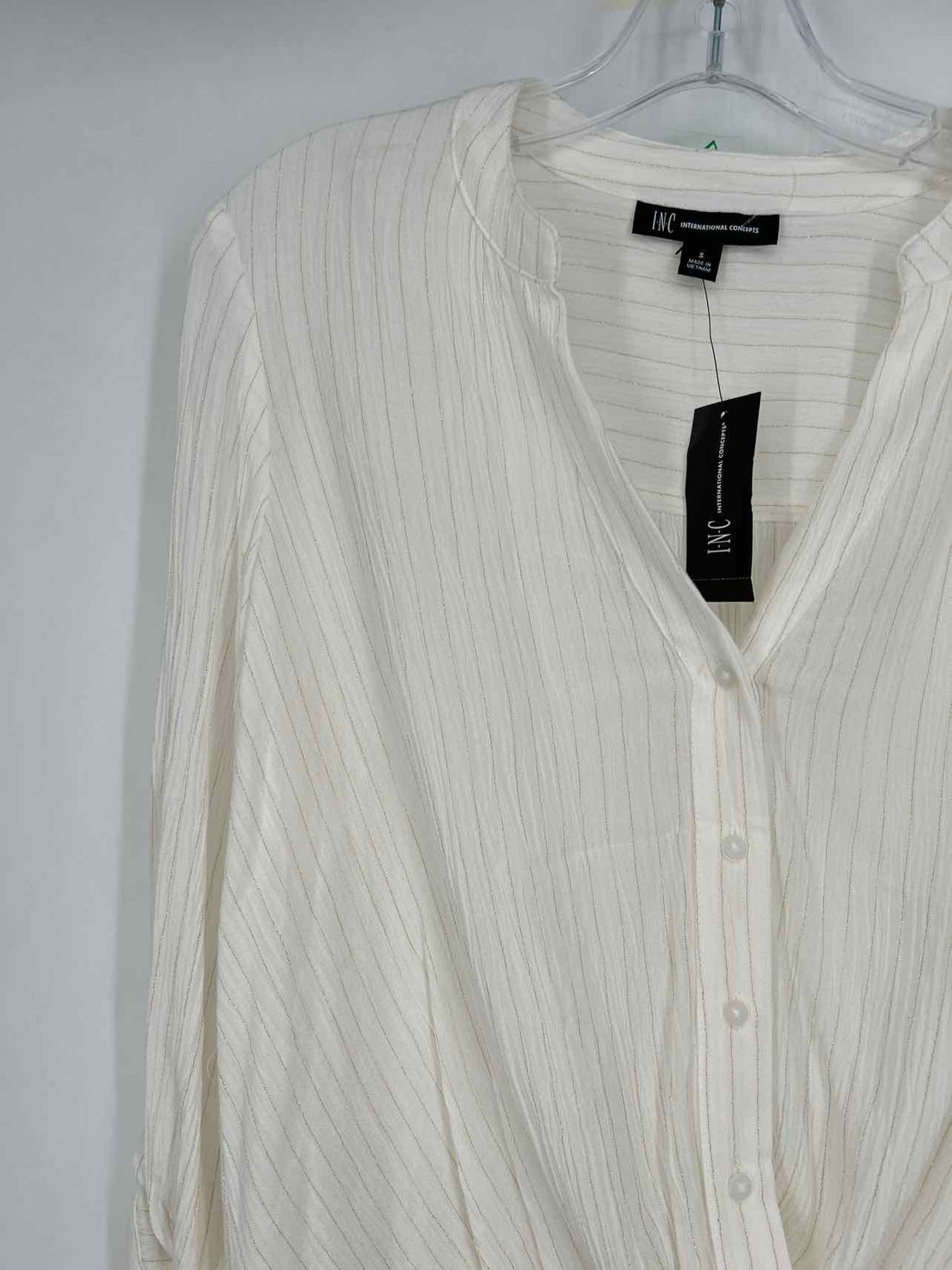 INC Size S White & Gold Shimmer NWT Long Sleeve