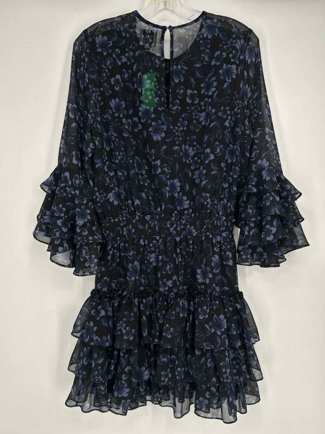 Misa Size S Black & Navy Floral Long Sleeve Dress