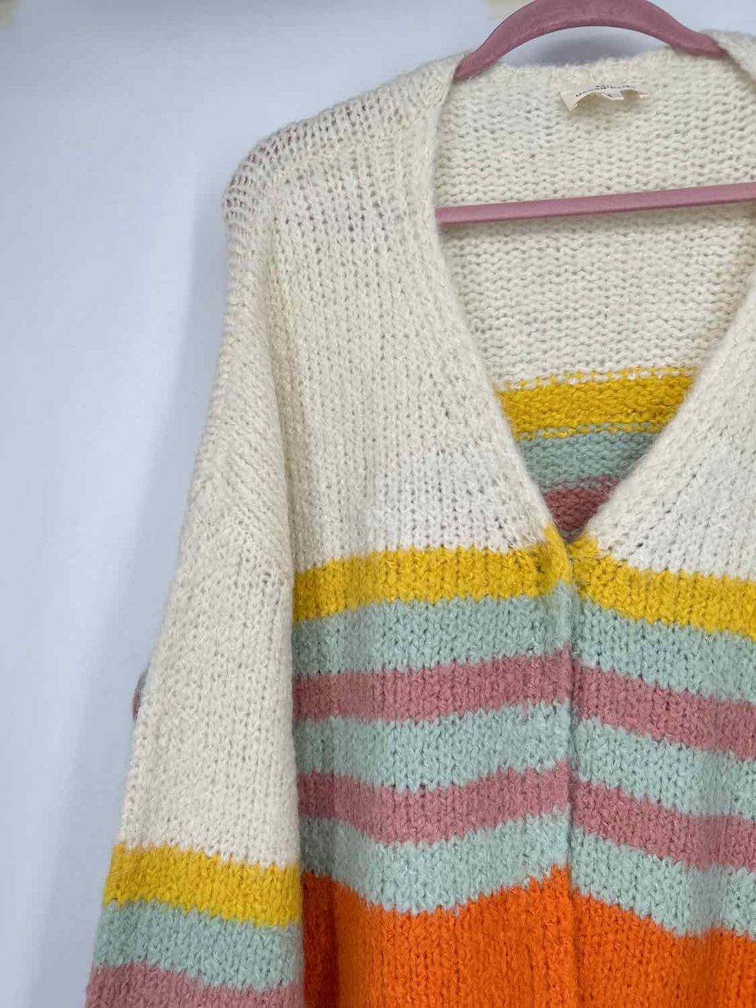 Urban Daizy Size S White Multi Color Striped Cardigan
