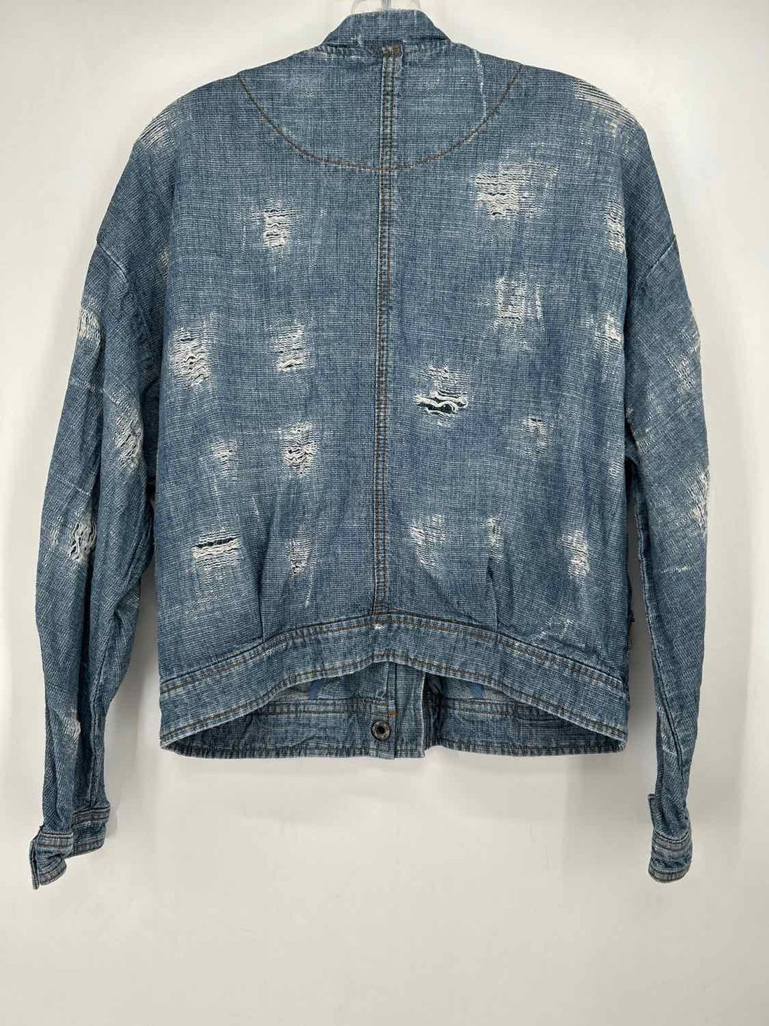 Free People Size M Denim Distressed Jacket