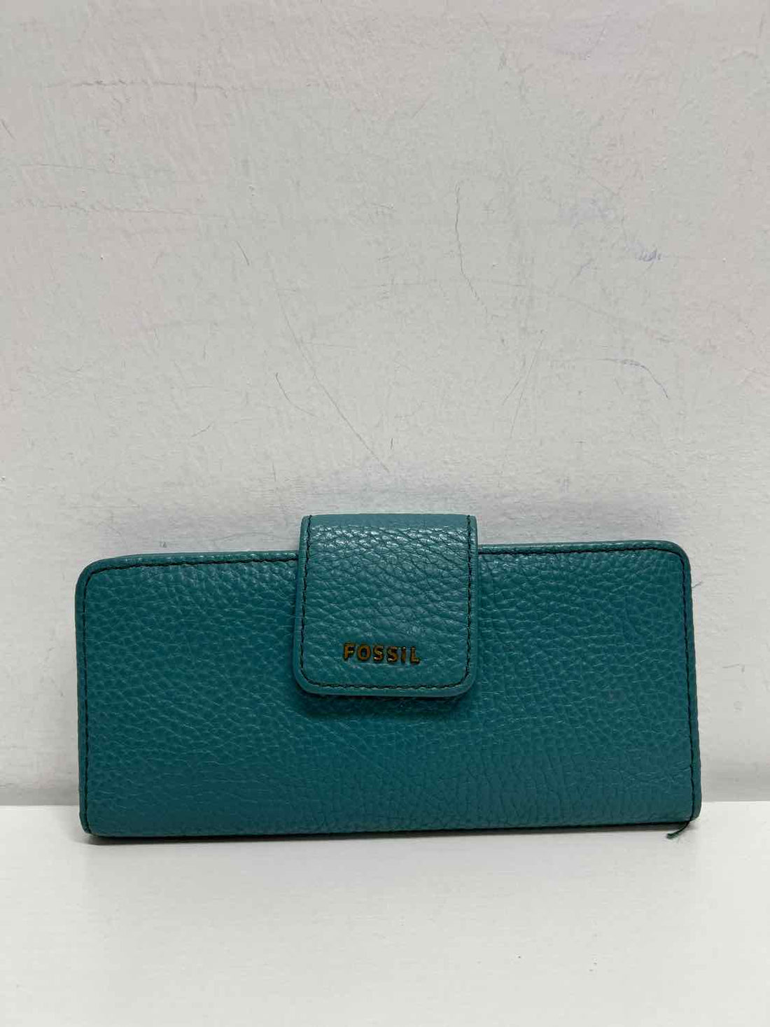 Fossil Teal Pebbled Leather Pre Owned Wallet
