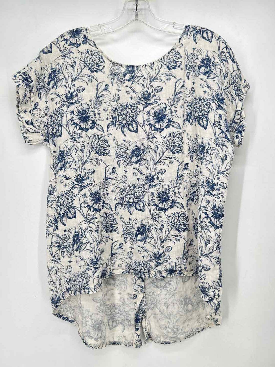 Terzo Millennio Size S White & Blue Print Short Sleeve