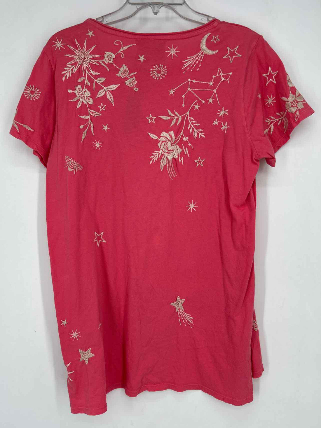 Johnny Was Size S Pink Print Embroidered Short Sleeve