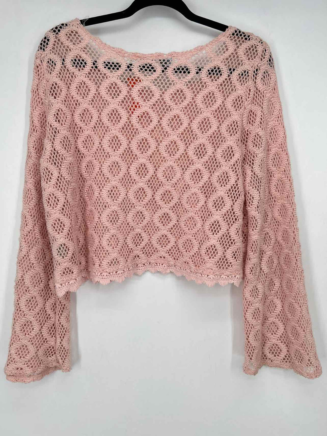 Cecico Size L Light Pink Open Knit Long Sleeve