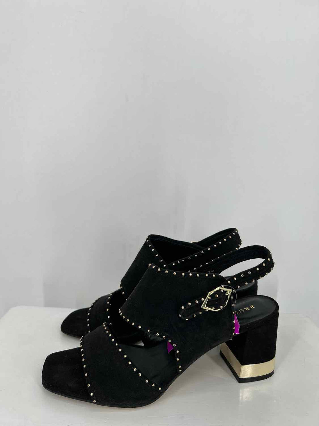 Bruno Premi Women Size 40 Black Gold Stud Heels