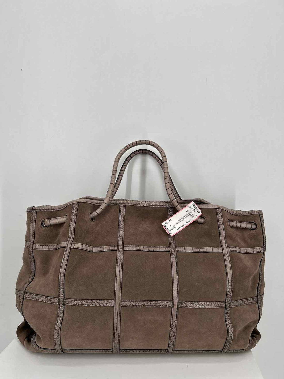 Furla Gray Taupe Suede Pre Owned Tote