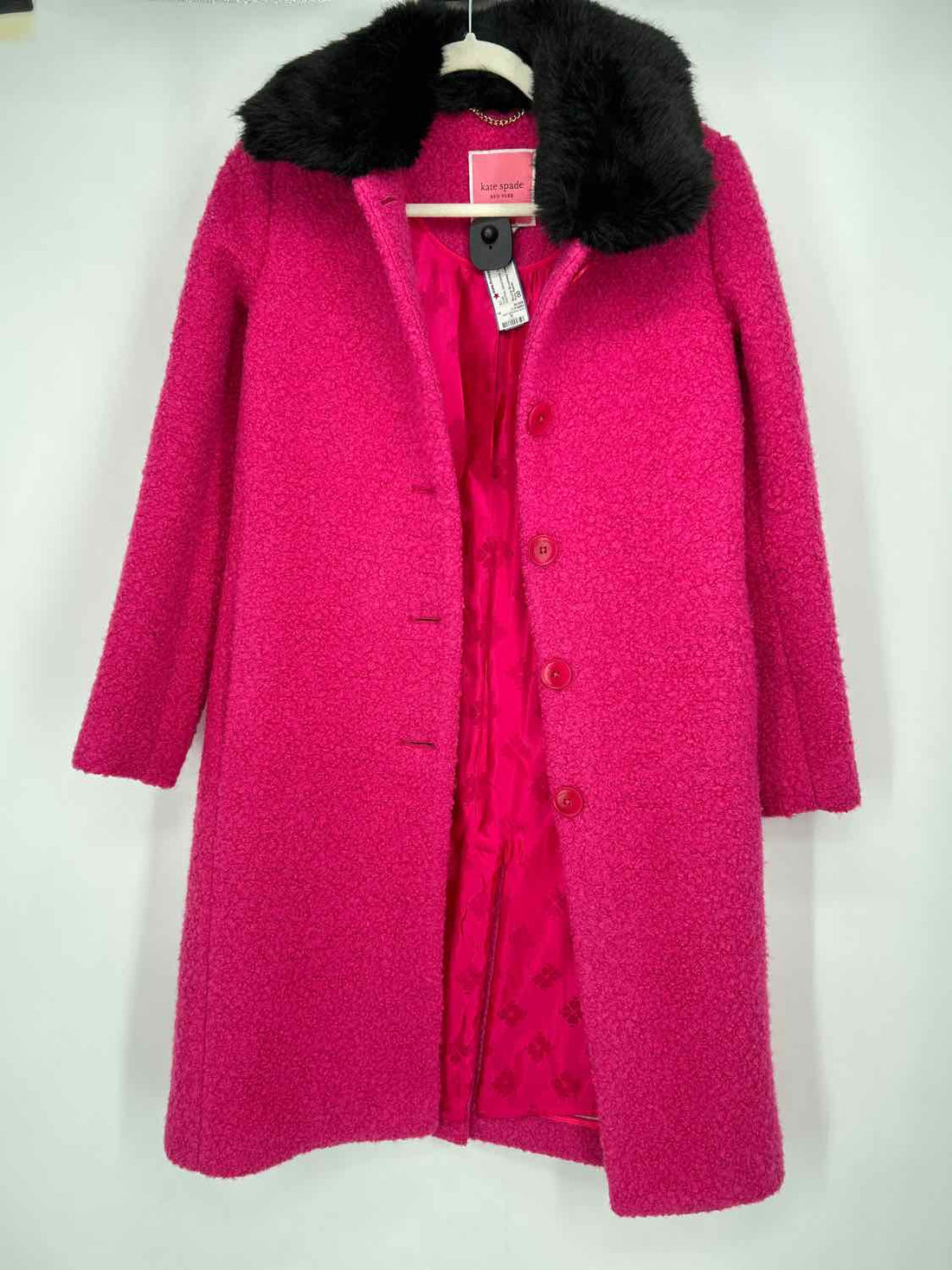 Kate Spade Size 00 Hot Pink Wool Blend Coat