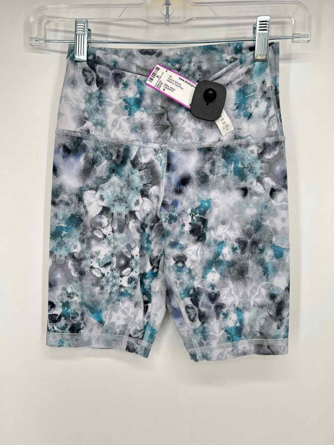 Lululemon Size 4 White & Teal Print Active Shorts