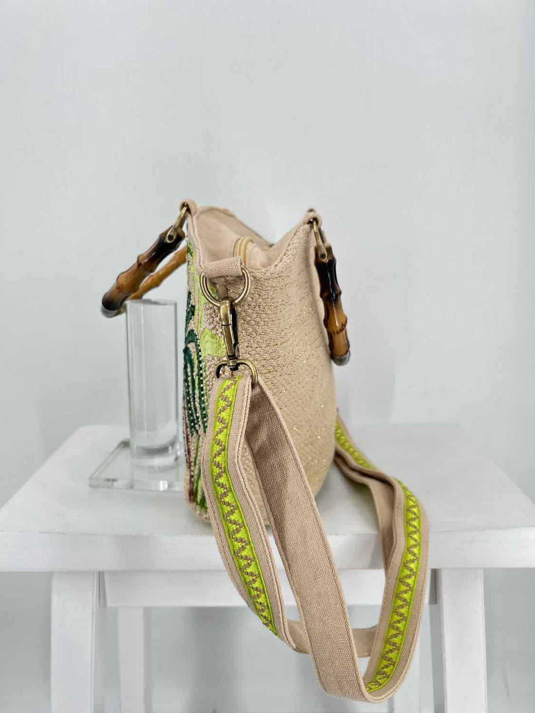 America & Beyond Palm Leaves Beaded Satchel