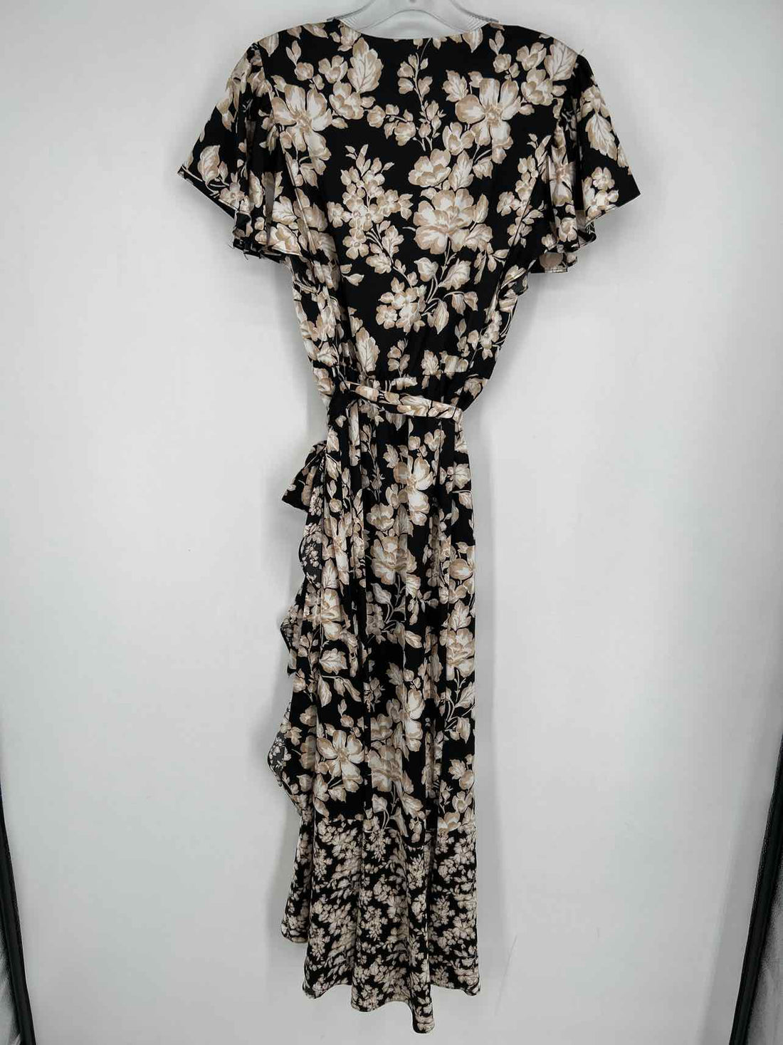 Nicole Miller Size S Black Floral Short Sleeve Dress