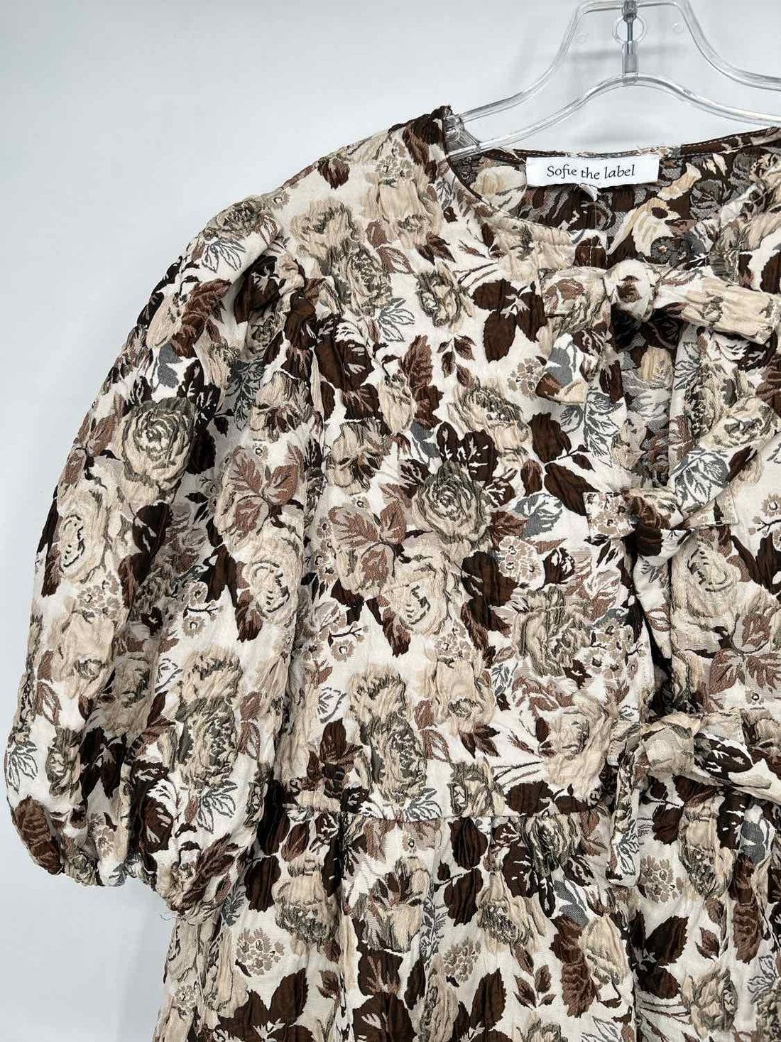 Sofie the Label Size S Beige & Brown print Seersucker Short Sleeve