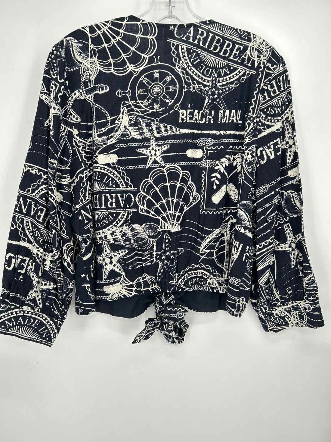 Joie Size L Navy Print Linen & Rayon NWT Long Sleeve