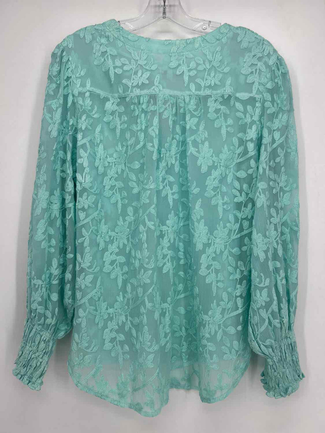 Chicos Size 1 (8) Light Blue Embroidered Long Sleeve