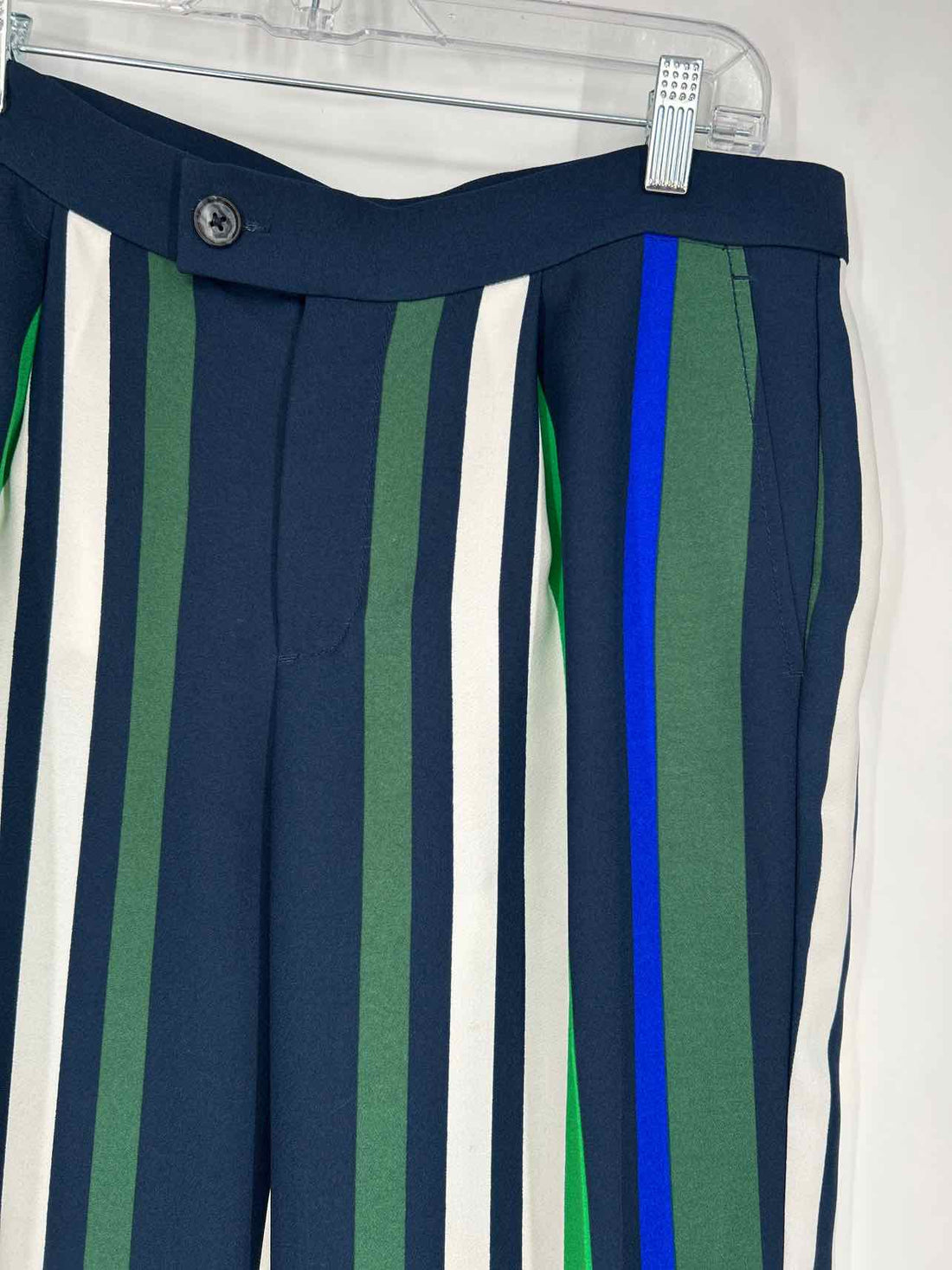 Banana Republic Size 4 Navy & Green Striped Pants