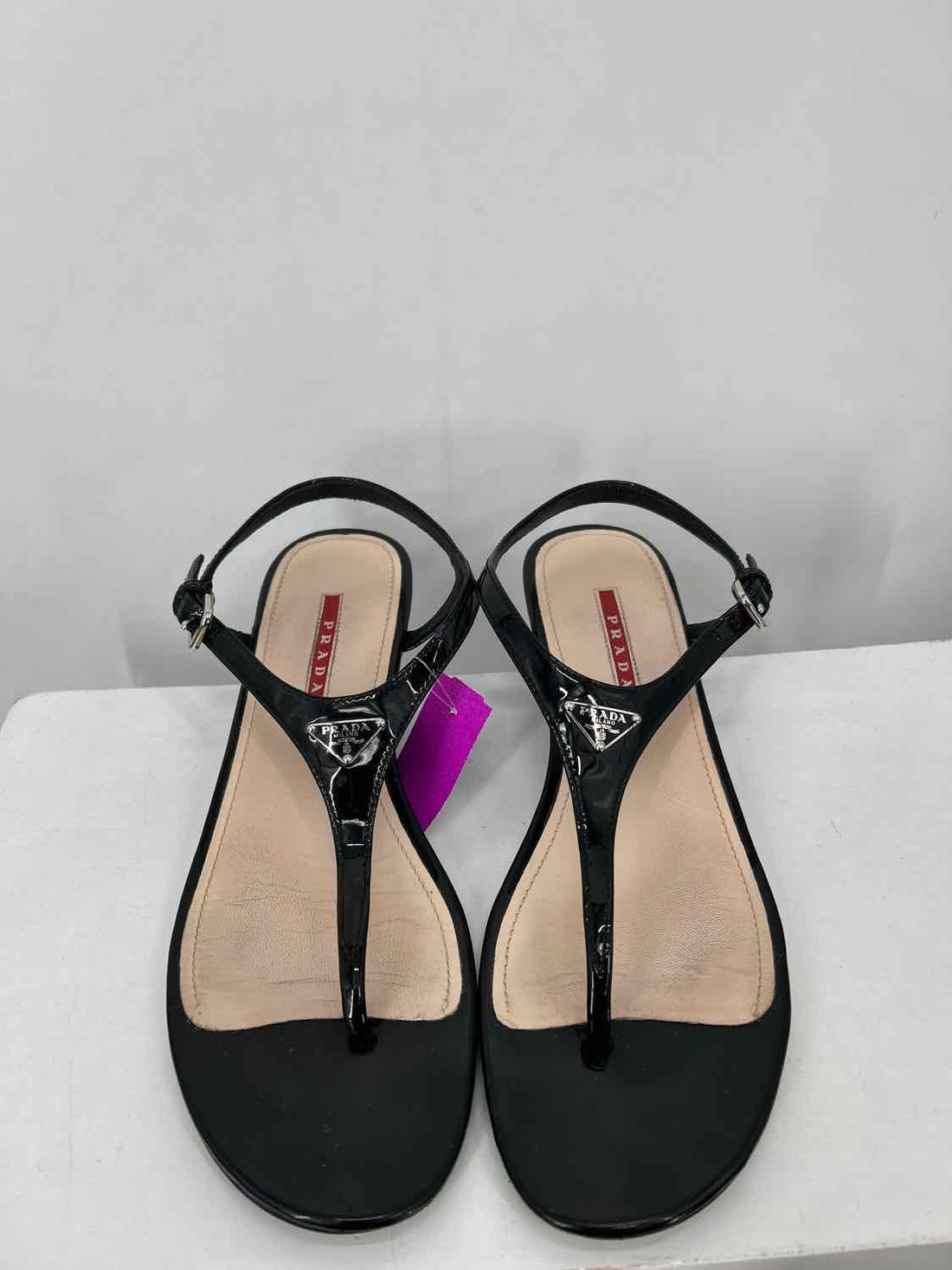 Prada Size 40 Patent Leather Black LUXURY