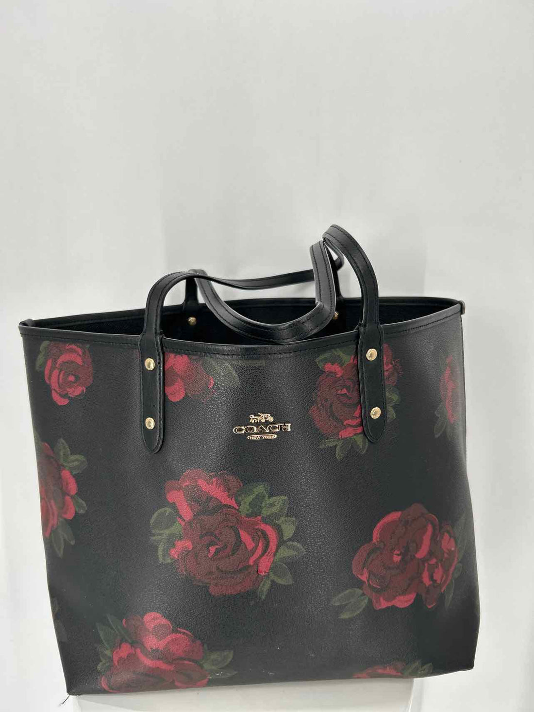 Coach Reversible City Tote Black Floral Tote