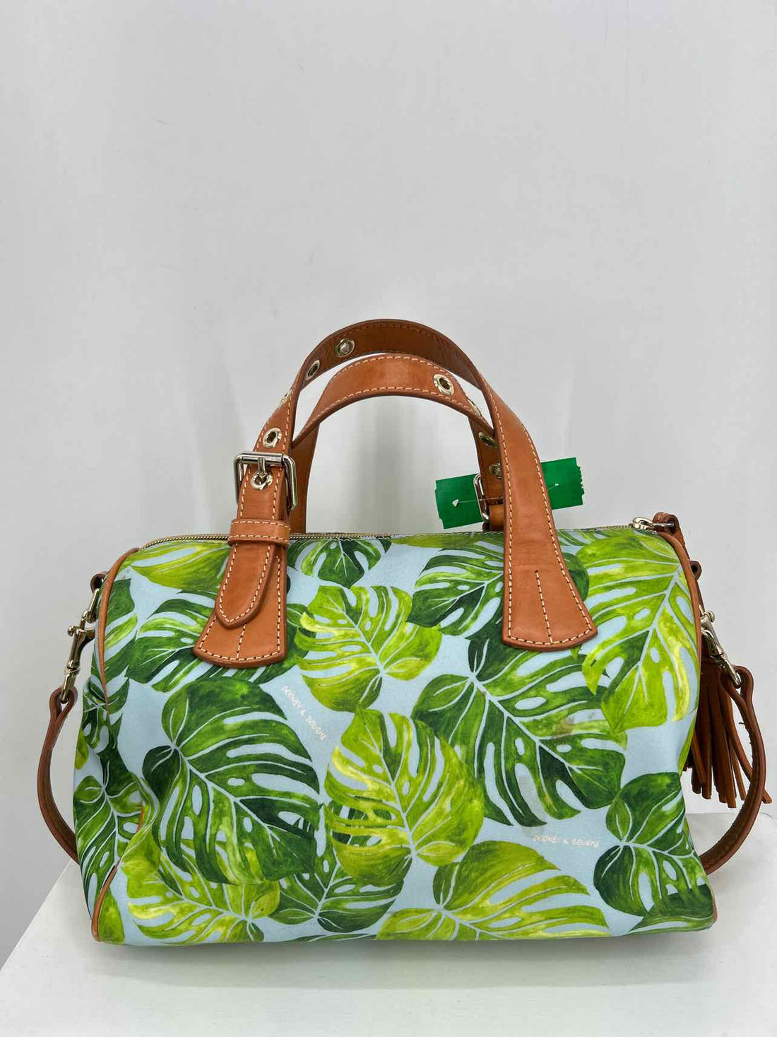 Dooney & Bourke Monstera Leaf Print Nylon/Leather Pre Owned Satchel