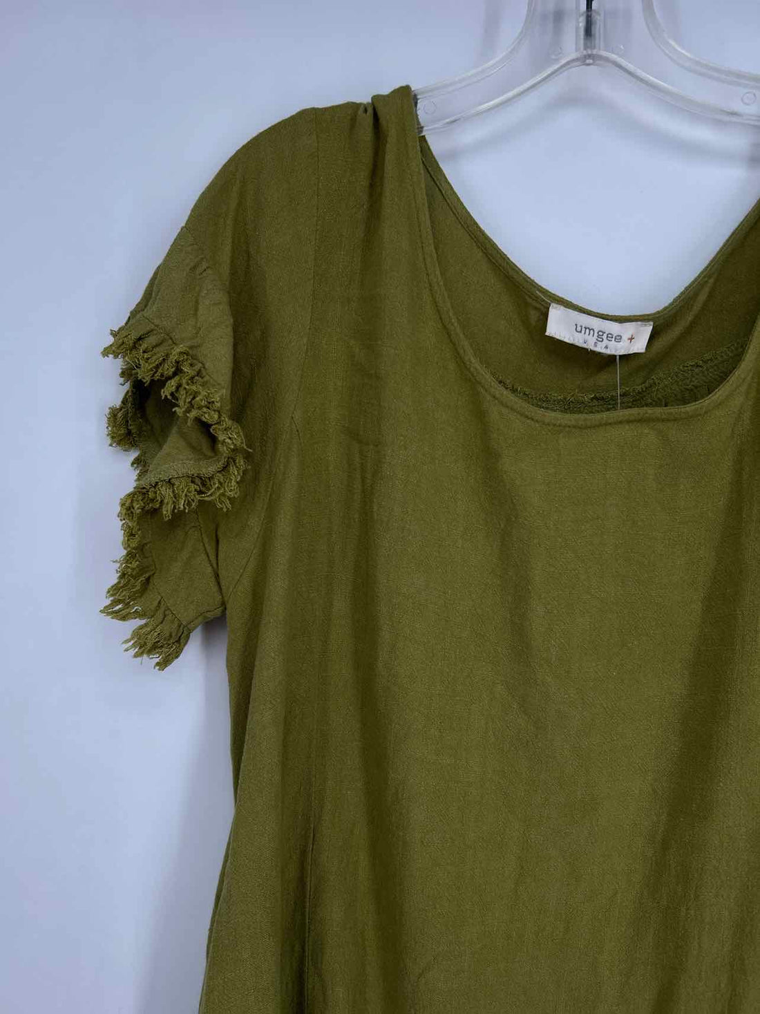 Umgee Size L Green Linen/Cotton Dress