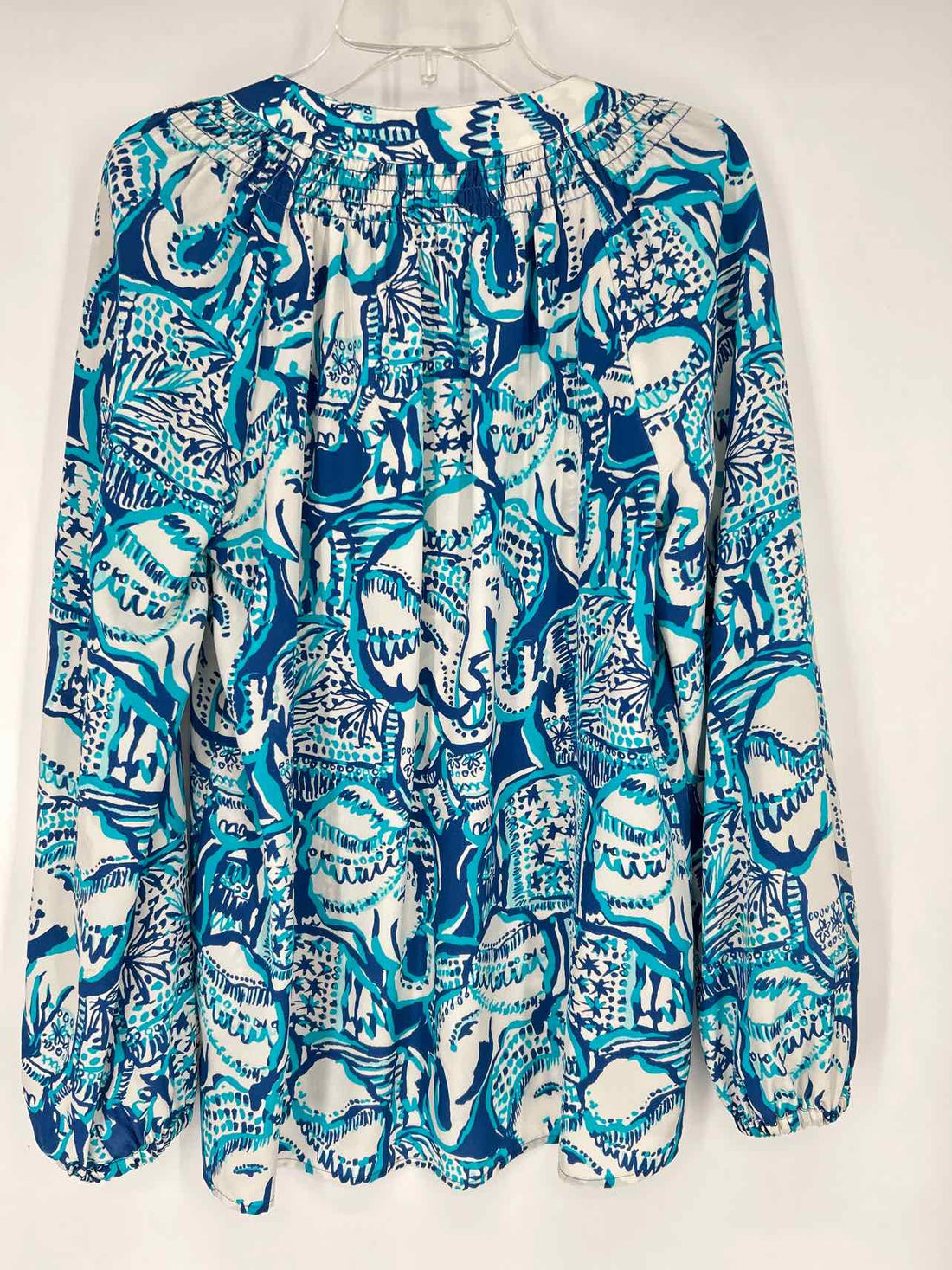 Lilly Pulitzer XS Blue & White Print Silk Lilly Pulitzer Top