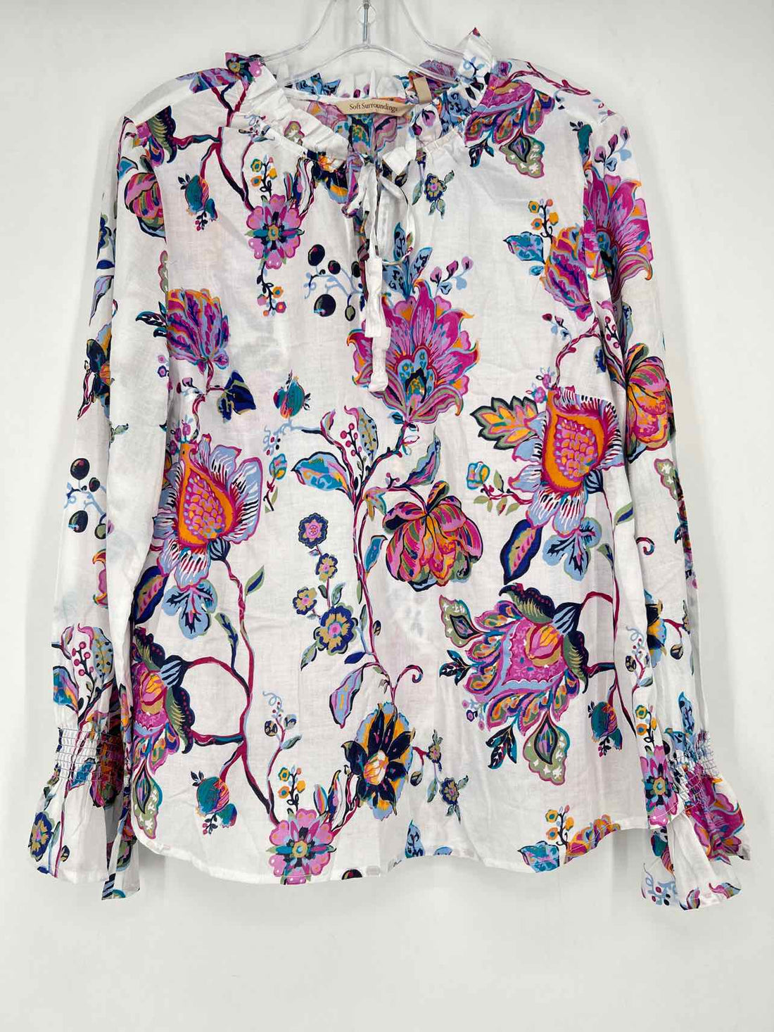 Soft Surroundings Size M White Print Long Sleeve