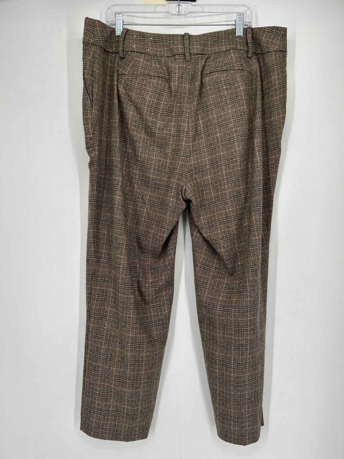 Talbots Size 16W Tan Plaid Luxe Wool Slim Ankle Pants