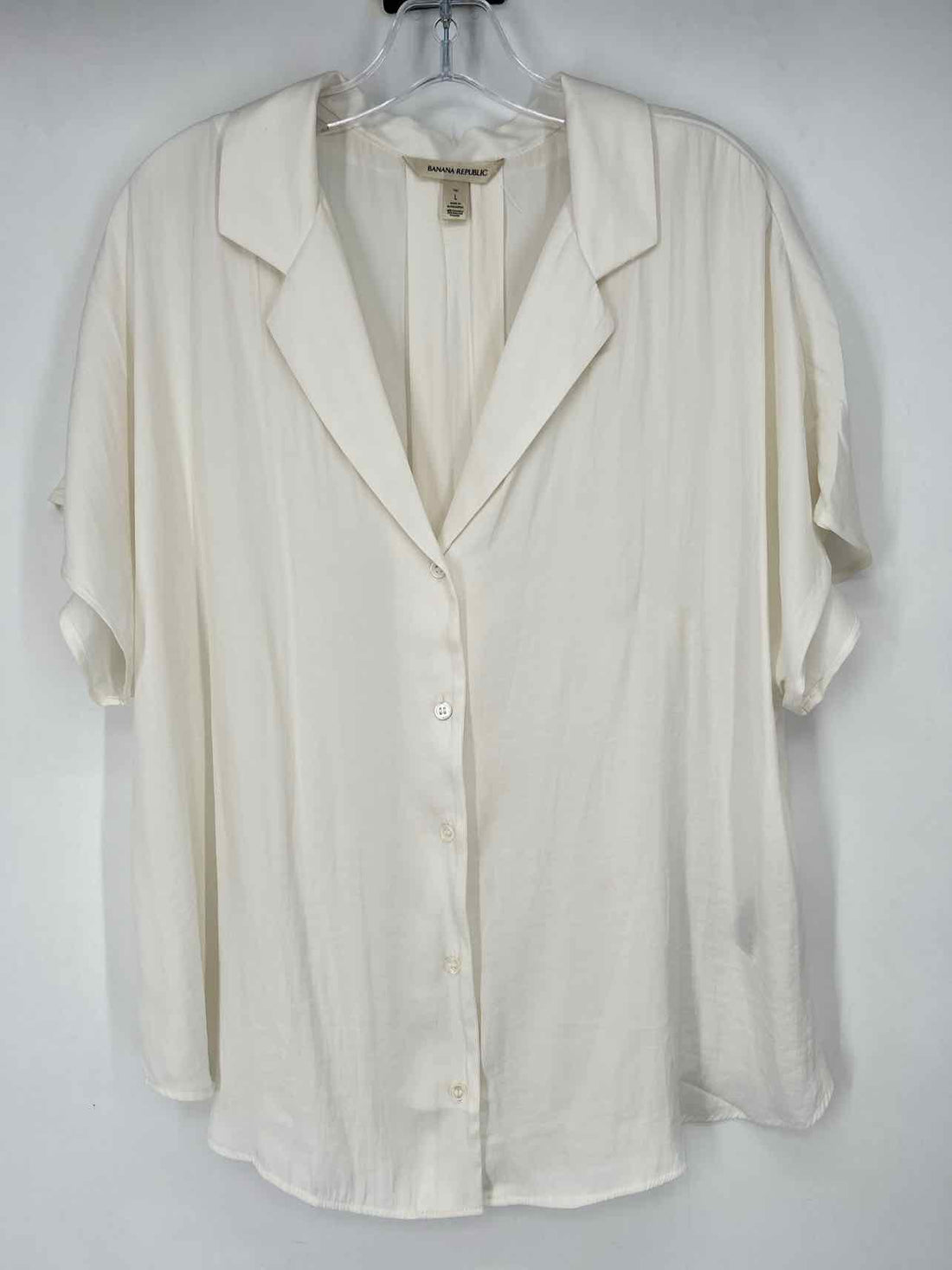 Banana Republic Size L Tall White Short Sleeve