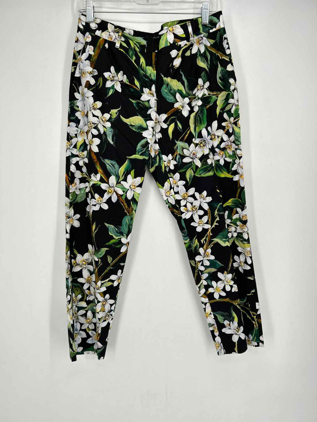 Dolce & Gabbana Size 44/M Black Floral Cotton Pants