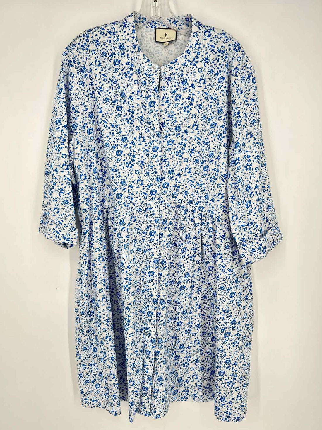 Tuckernuck Size XXL White & Blue Print Dress