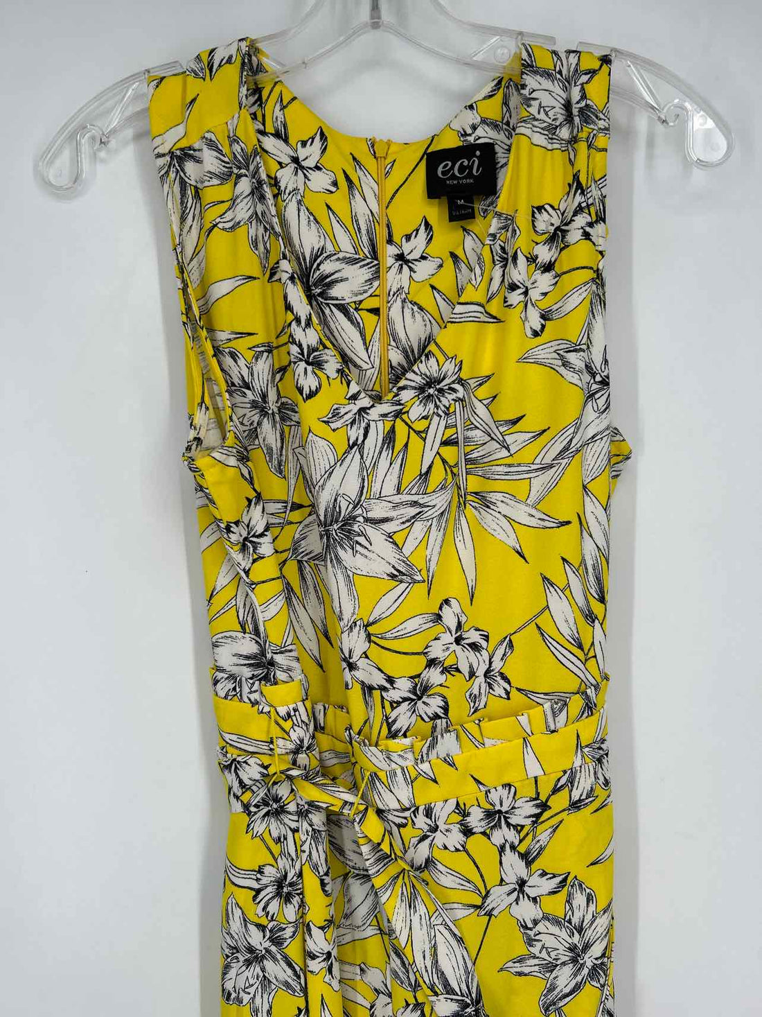 ECI Size M Yellow & White Floral Sleeveless Jumpsuit
