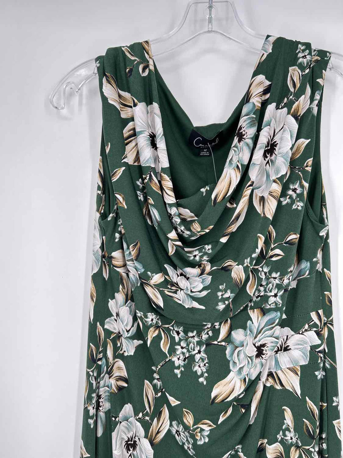 Connected Size 12 Green Floral Sleeveless Dress