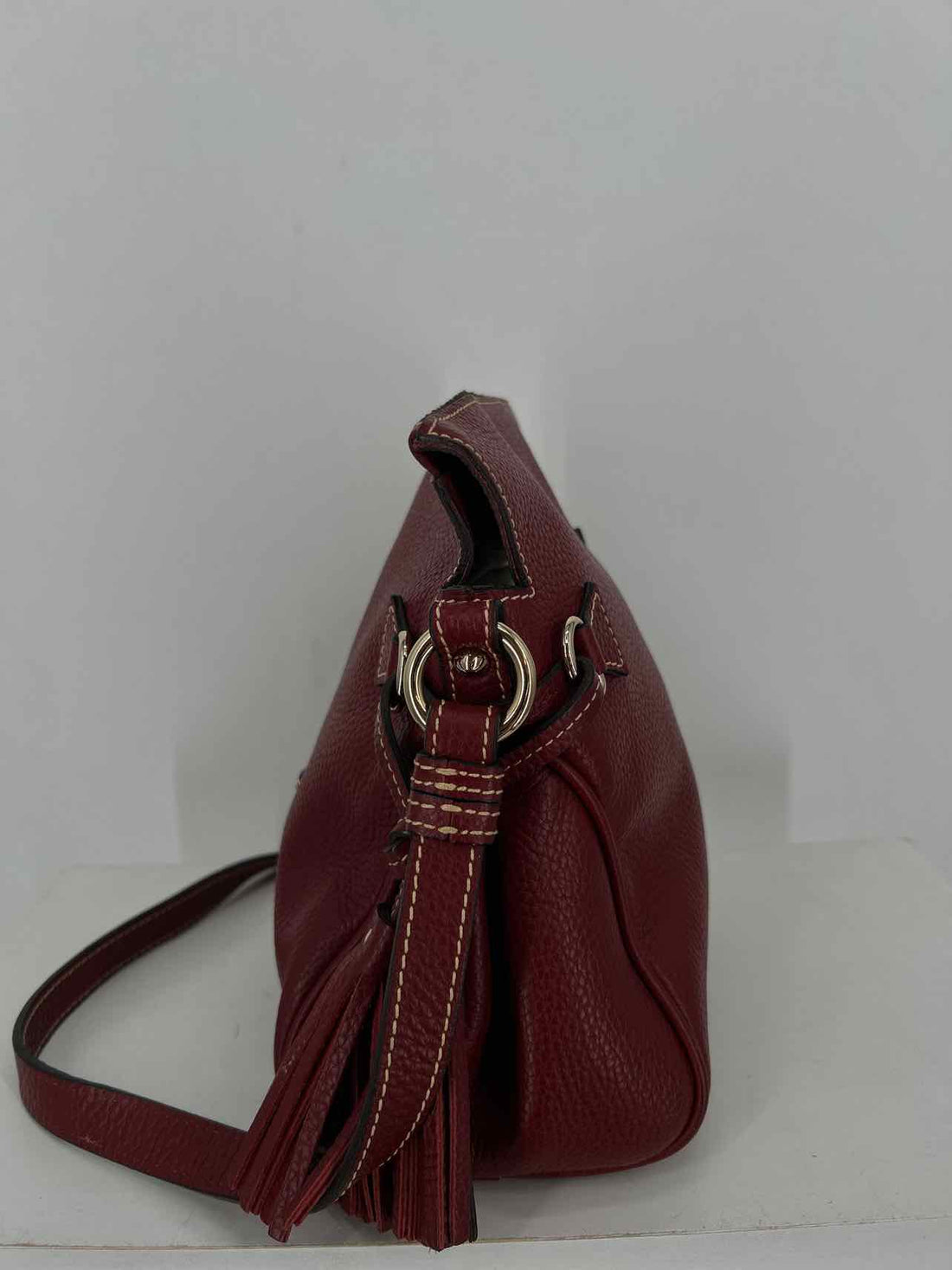 Dooney & Bourke Dark Red Pebbled Leather Pre Owned Shoulder