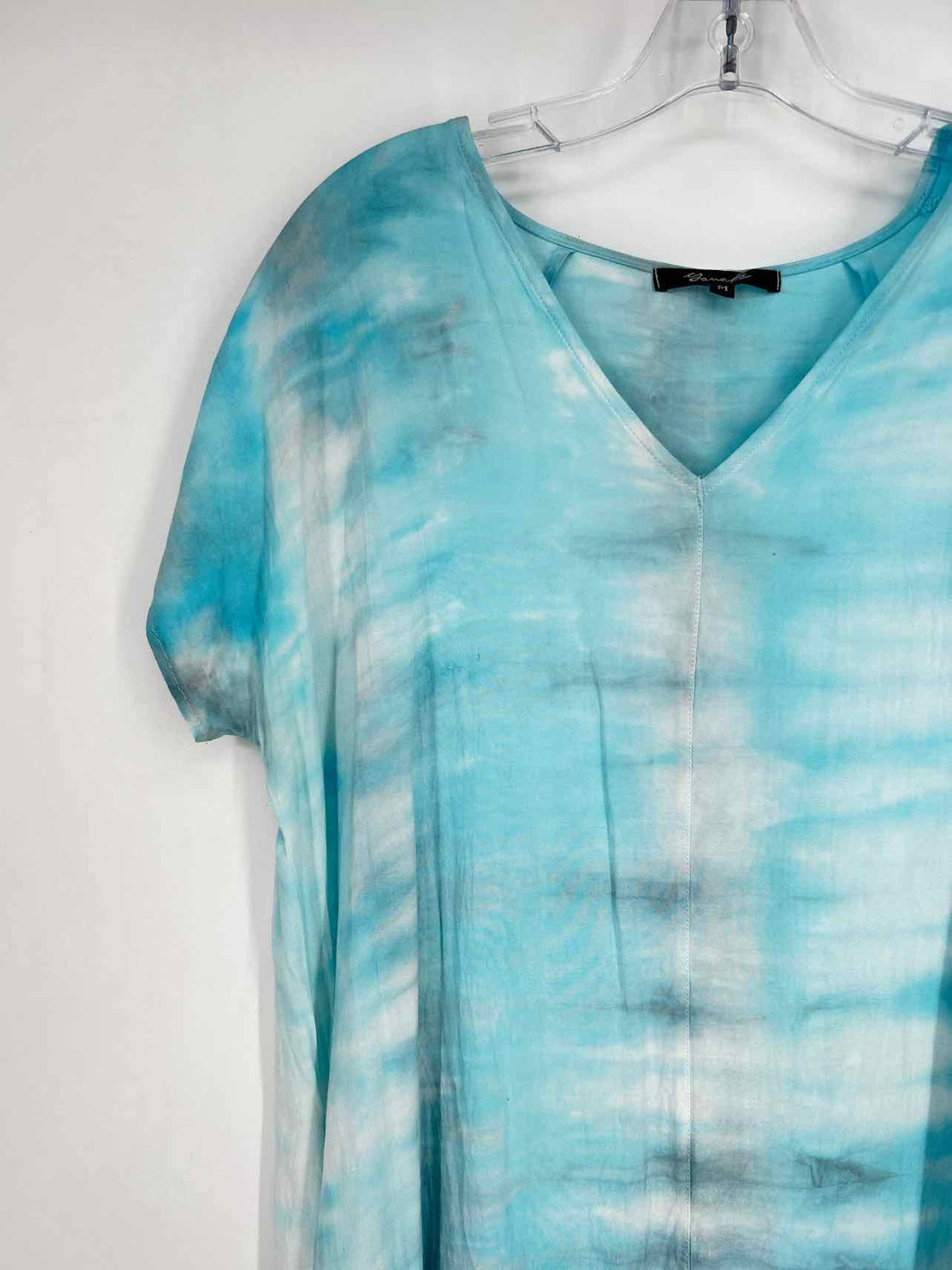 Yanak Size M Blue Tie Dye Short Sleeve Dress