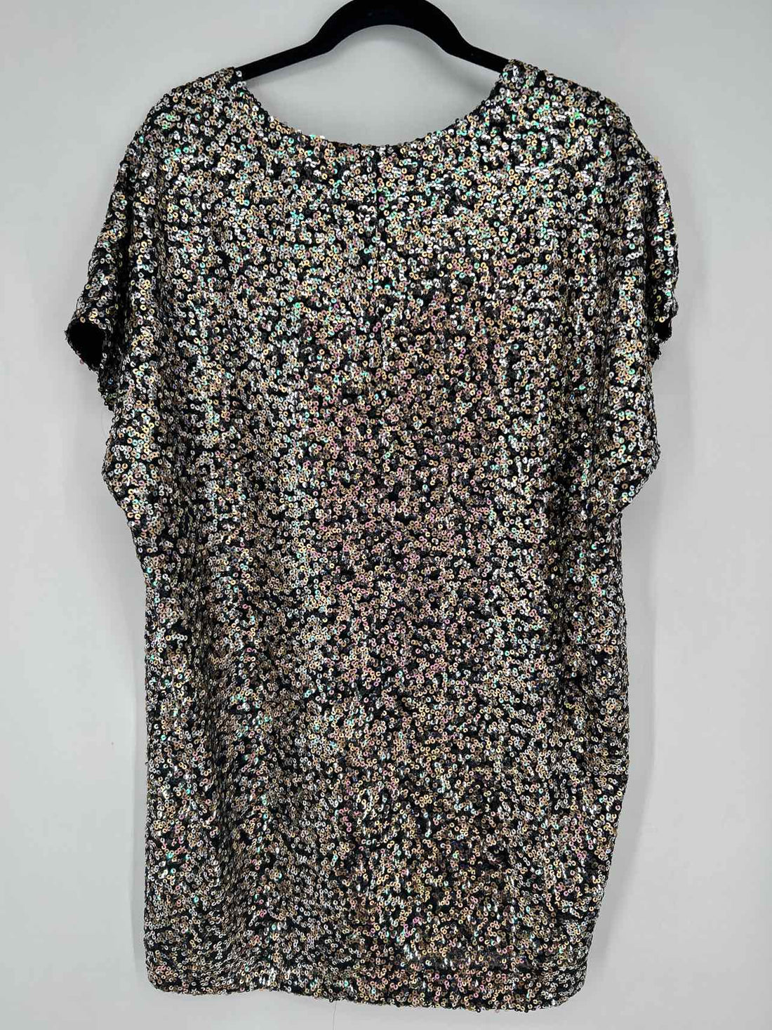 By Together Size M Black Sequined Short Sleeve Dress