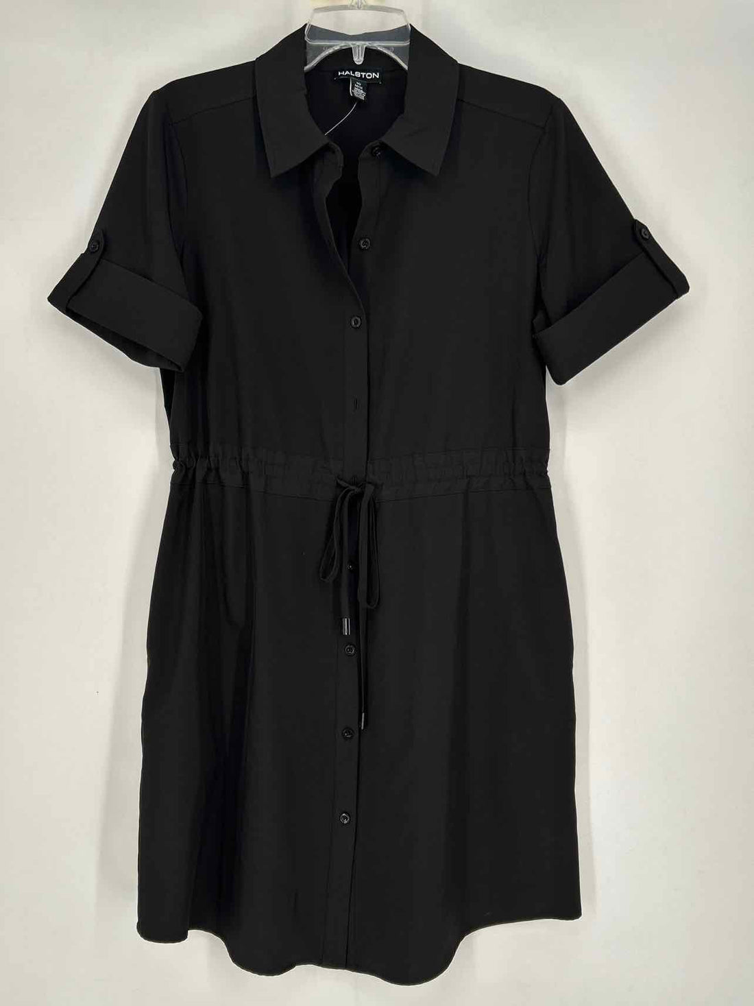 Halston Size M Black Short Sleeve Dress