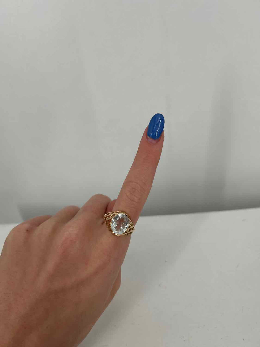 CJC Size 9 14K Gold Topaz White Ring