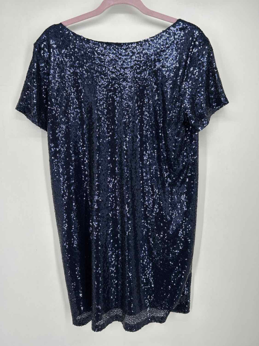 Lulus L Navy Sequined Short Sleeve Holiday