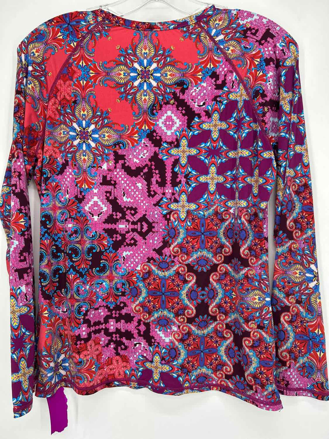 Garnet Hill Size M Burgandy & Red Print Long Sleeve