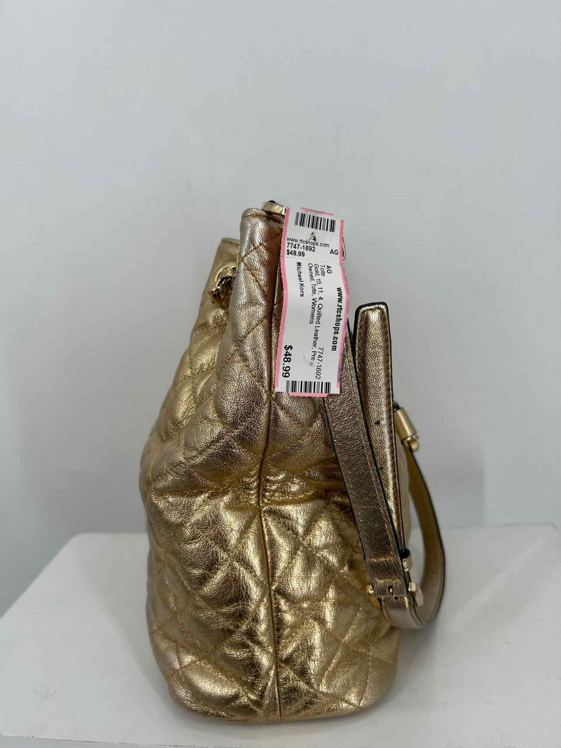 Michael Kors Gold Quilted Leather Pre Owned Tote
