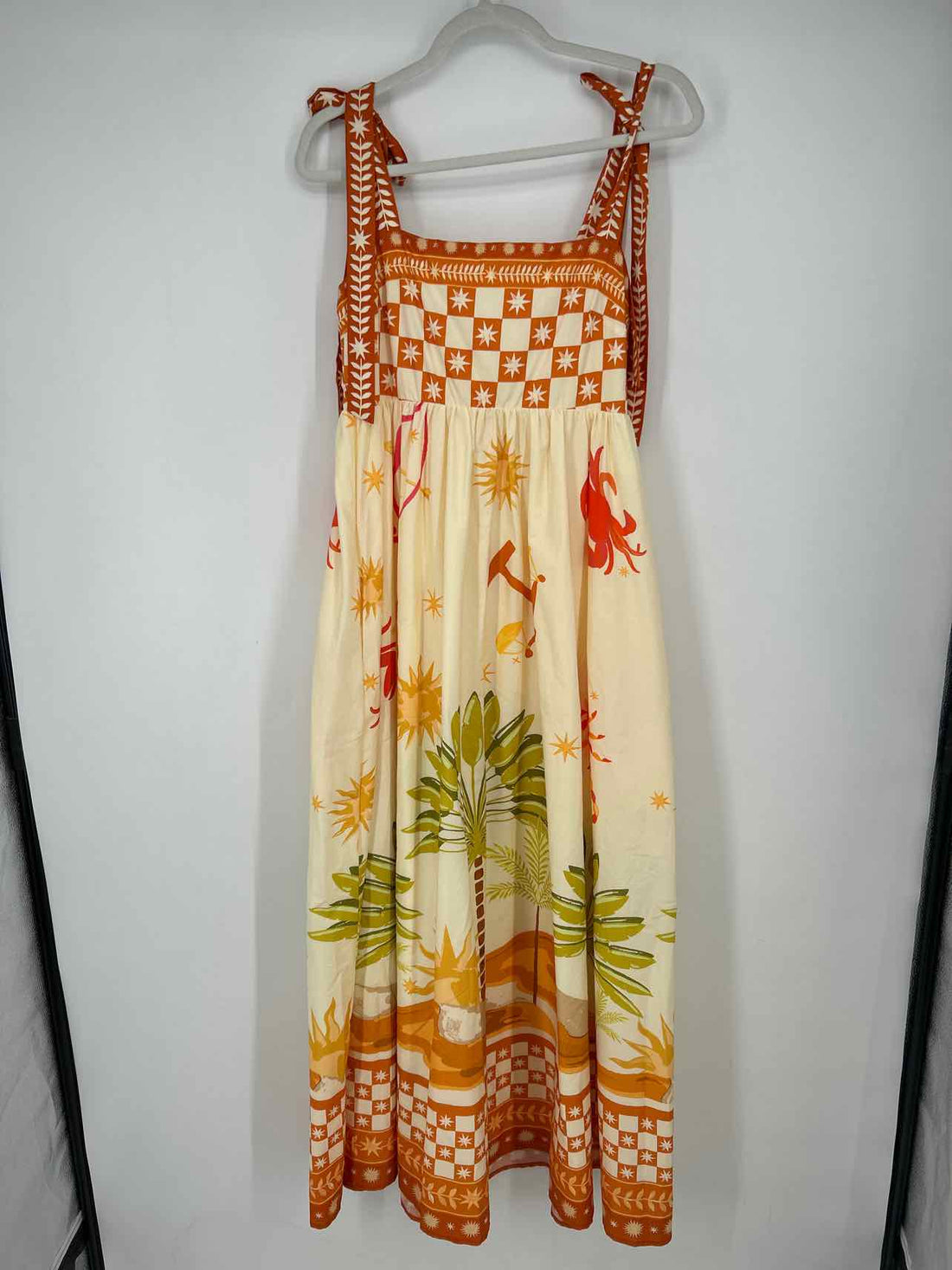 Flying Tomato M Orange & Cream Print New Boutique Dress