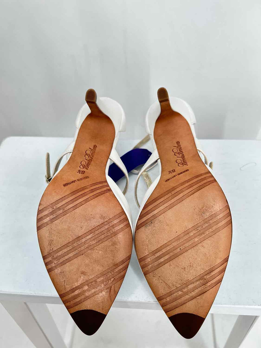 Brooks Brothers Women Size 8.5 White Leather Heels