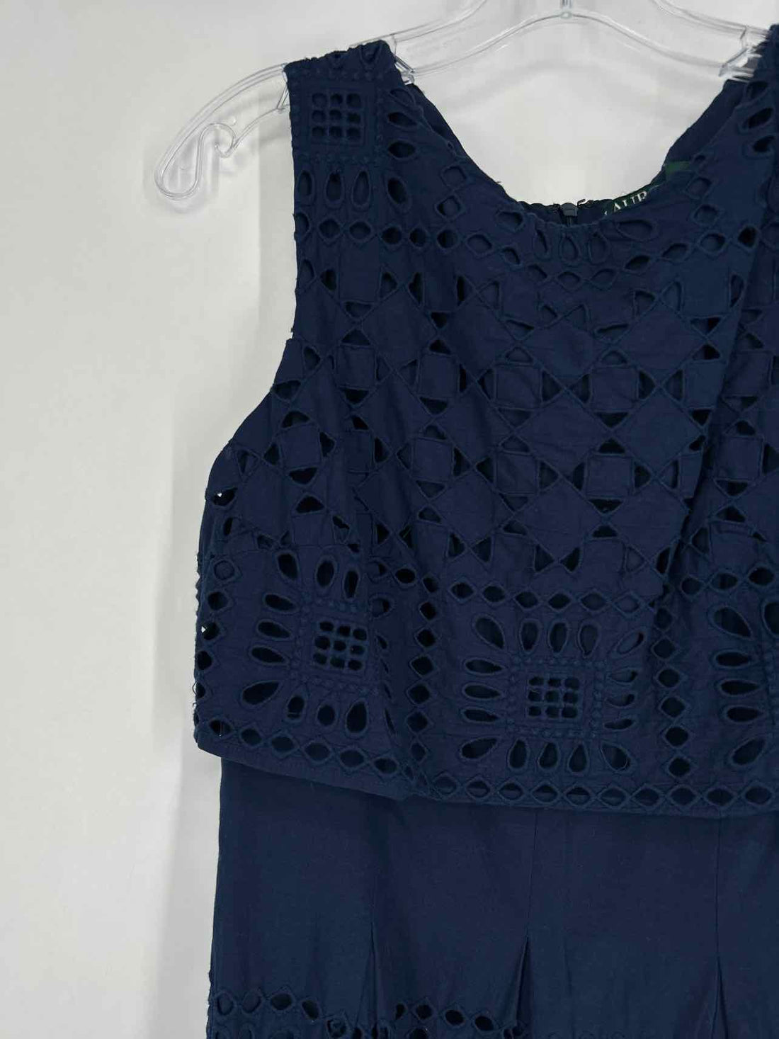 Lauren Ralph Lauren Size 10 Navy Eyelet Sleeveless Dress